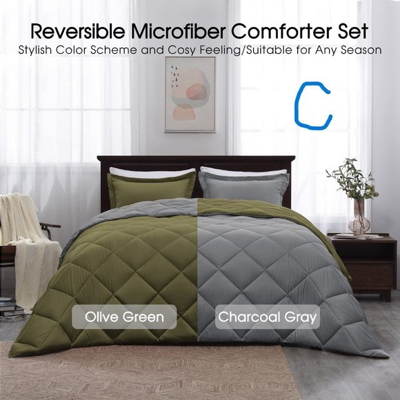 Bedding New Queen Or King Size Comforter Set Reversible Down