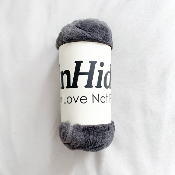 Anthropologie Bedding Unhide Charcoal Grey Marshmallow Faux Fur