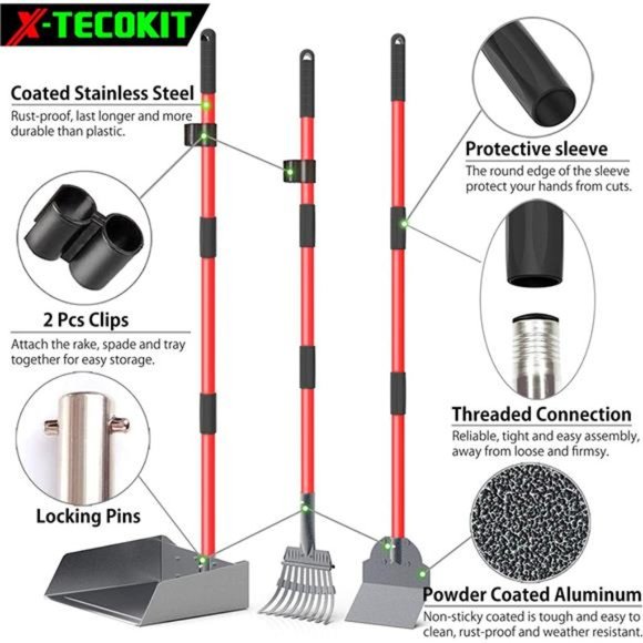 Dog Larger Pooper Scooper Tray Set With Long Handle For Large Small