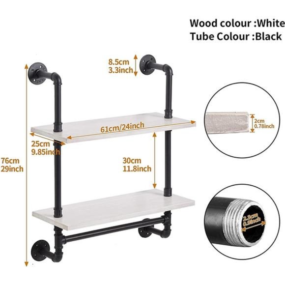 Bath Pipe Shelving Bathroom Pipe Shelves With Towel Bar2 Tier 24 Inch Retro White Poshmark