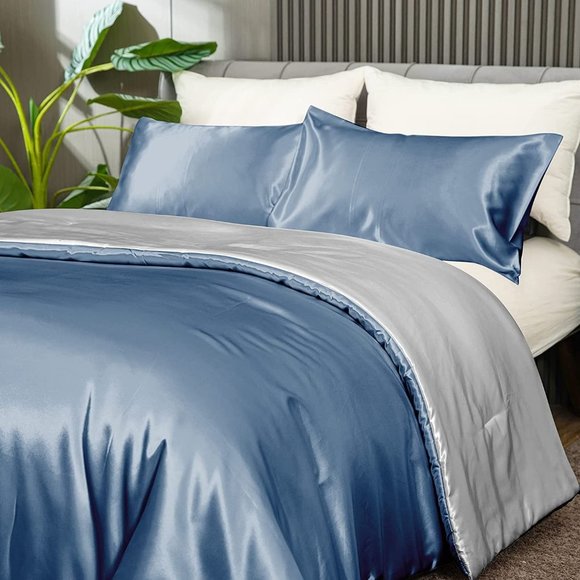 Bedding New Cooling Satin Comforter Set Soft Silky Cooling Down