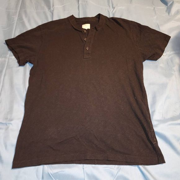 rag & bone Shirts Rag Bone Mens Black Short Sleeve Henley Shirt