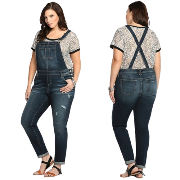 torrid Jeans Torrid Denim Overalls Plus Size 2 Blue Wash Straight