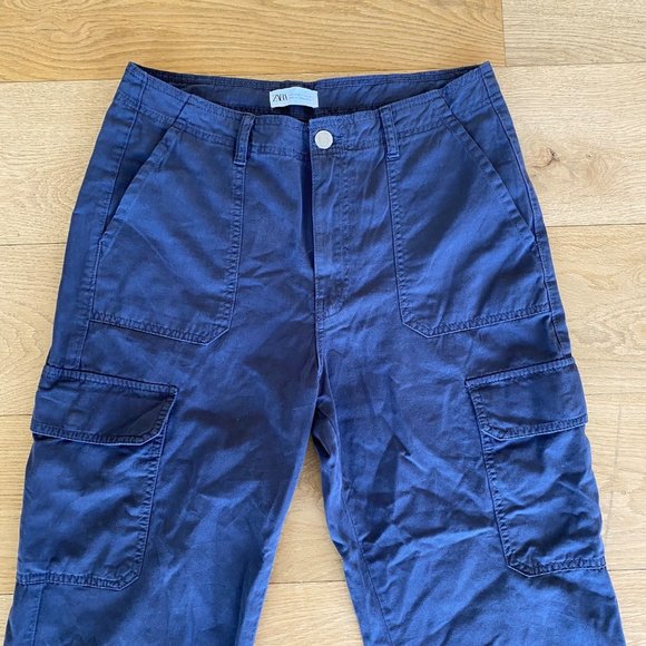 Zara Pants & Jumpsuits Zara Mid Rise Cargo Pants In Blueish Grey