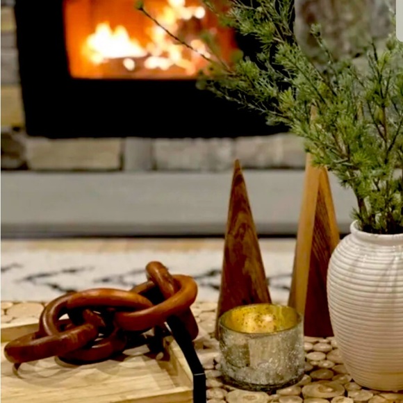 Studio McGee Accents Mcgee Teal Wood In Style Of Boho Farmhouse Decorative Interlocking C