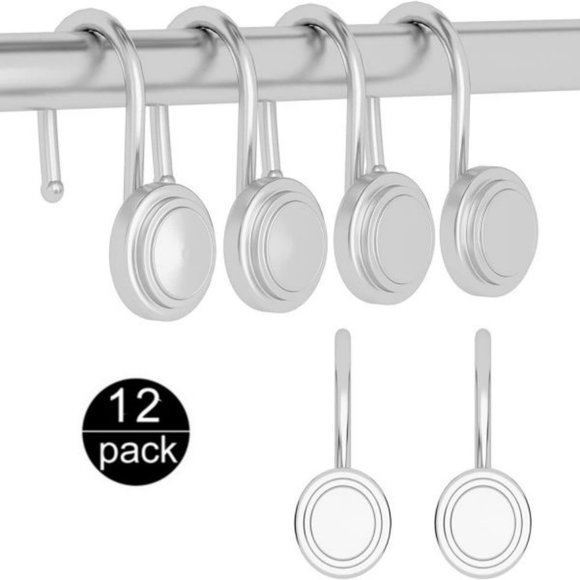 Bath Nwtluxe Silver Shower Curtain Hookszinc Alloyroundset Of 12