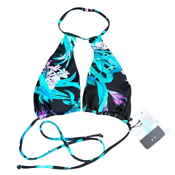 PacSun Swim Pacsun La Hearts Bikini Top Halter Triangle S Tropical