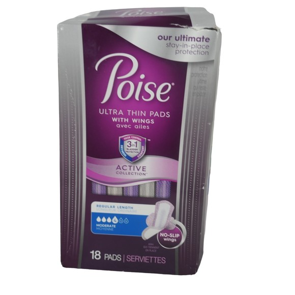 Other Poise Active Collection Ultra Thin Pads With Wings 18 Ct