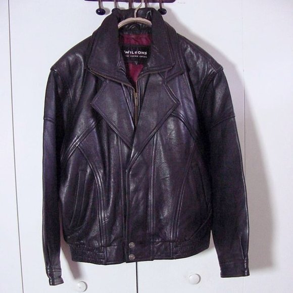 Wilsons Leather Jackets & Coats Vtg 8s Black Leather Cafe Racer