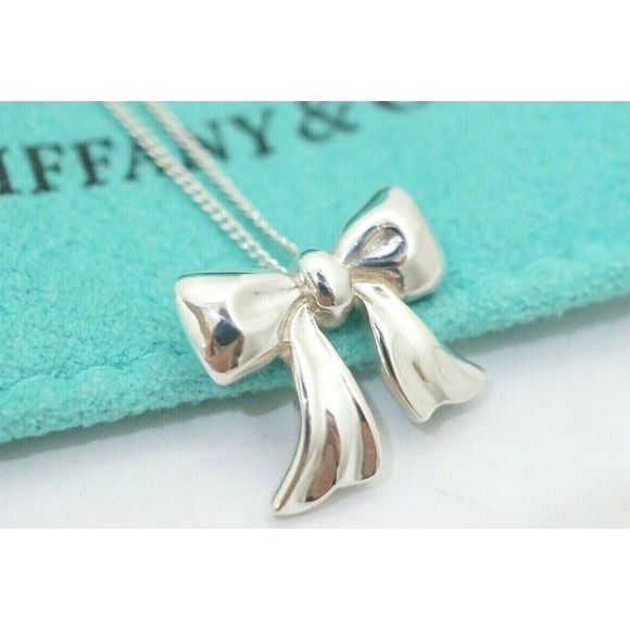 Tiffany & Co. Jewelry Tiffany Co Vintage Ribbon Bow Charm Necklace