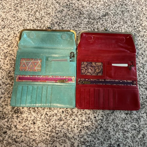 HOBO Bags Hobo Trifold Wallets With Coin Pocket Light Blue And Red