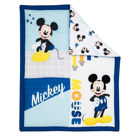 Bedding Disney Baby Forever Mickey Mouse 3piece Blue Crib Bedding Set