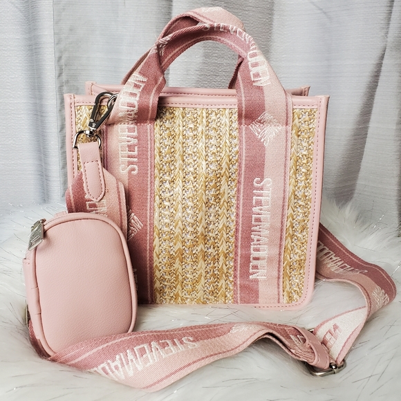Steve Madden Bags Steve Madden Blush Straw Bwebber Crossbody Bag
