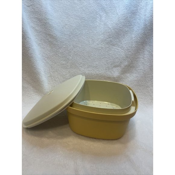 Tupperware Kitchen Vintage Tupperware Microwave Steamer Square Serving Bowl 3pc 8881 Harvest