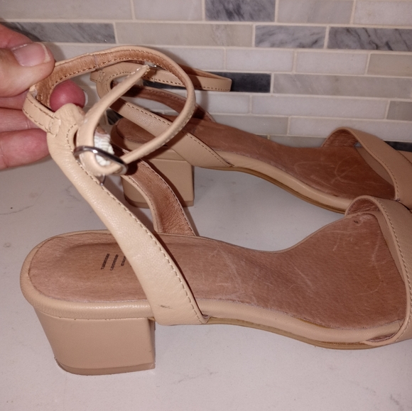 J. Jill Shoes J Jill Ariane Nude Peep Toe Block Heel Leather Block