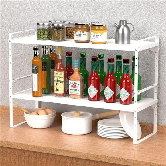 Kitchen Expandable Shelf Organizers Stackable Kitchen Counter Shelves White Poshmark