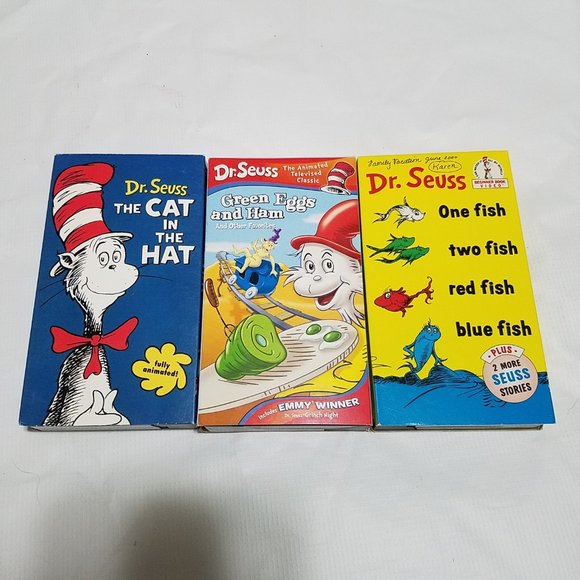 Dr. Seuss Media Dr Seuss 3 Vhs Lot The Cat In The Hat Green Eggs