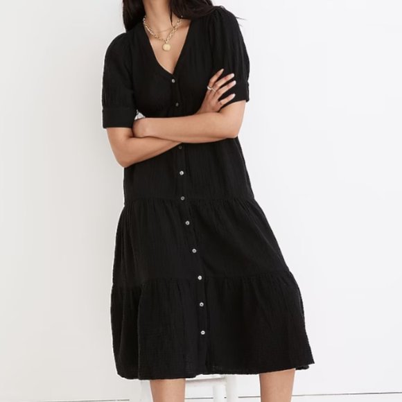 Madewell Dresses Lightspun Buttonfront Tiered Midi Dress Poshmark