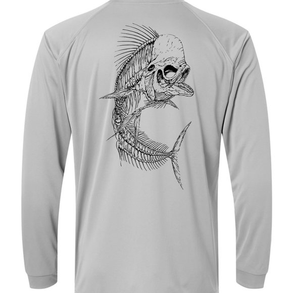 Shirts Mahi Mahi Fish Skeleton Long Sleeve Upf 5 Tshirt Fishing Boat