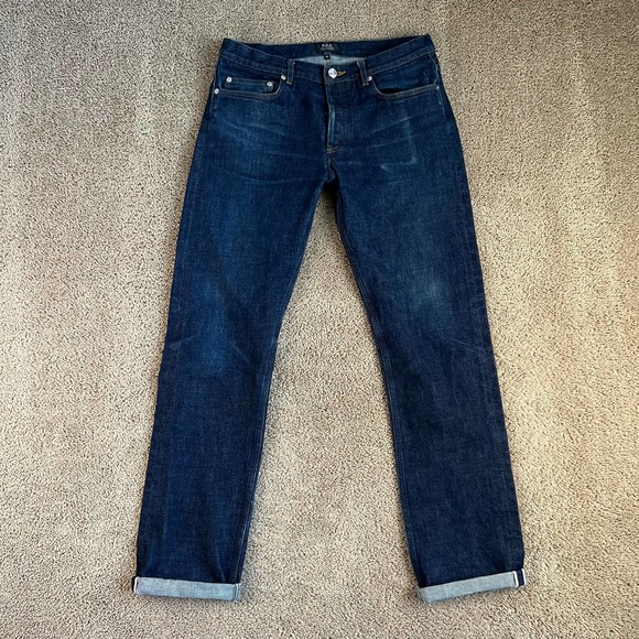 A.P.C. Jeans Apc New Standard Mens Dark Wash Straight Leg Selvedge Cotton Denim Jeans 32
