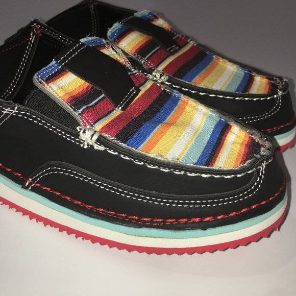 Yasirun Shoes Yasirun Black Multicolor Stripe Lightweight Slipon