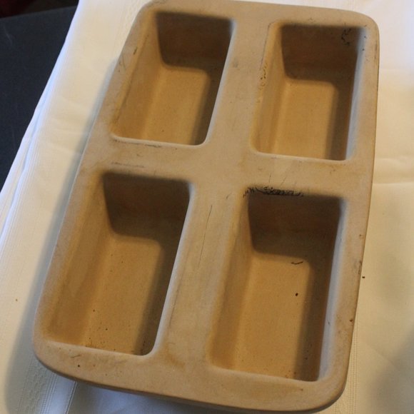 Pampered Chef Kitchen Pampered Chef Family Heritage Stoneware Mini Loaf Pan 4 Section Baking