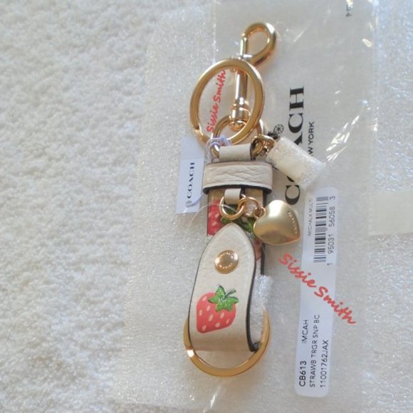 Coach Bags Nwt Coach Trigger Snap Bag Charm In Strawberry Print