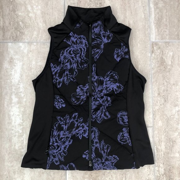 Athleta Jackets & Coats Athleta Inlet Reflective Vest In Astral Bloom Black Size Large