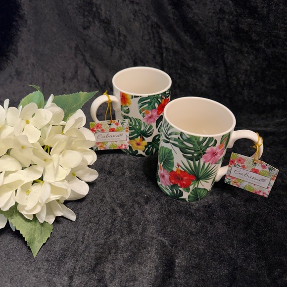 Godinger Dining Godinger Co Tropical Coffee Mugs With Hibiscus