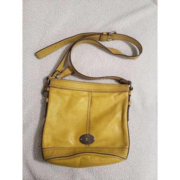 Fossil Bags Vintage Leather Fossil Mustard Yellow Crossbody Purse Poshmark