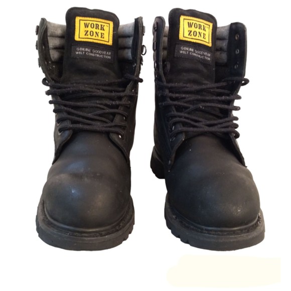 WorkZone Shoes Workzone Boots Soft Toe Black Lace Up Goodyear Welt