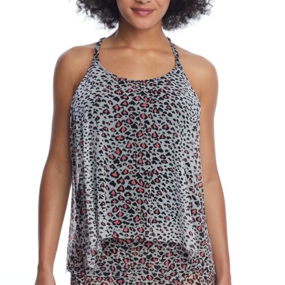 Coco Reef Swim Coco Reef Leopardprint Mesh Brasized Tankini Top