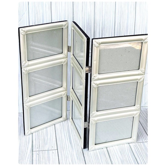 Unbranded Accents Silver Color 9 Picture Photo Frame Hinged Trifold