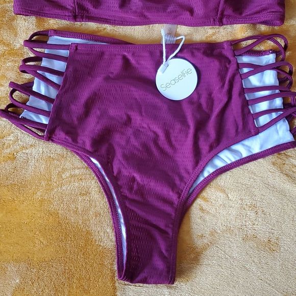 seaselfie Swim Seaselfie Large High Waisted Push Up Cross Padding