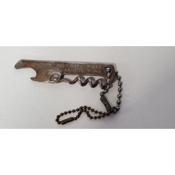 Vaughan, Bottle Opener Corkscrew Combo Keychain Kitchen Vintage