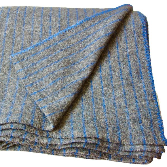 NATO Bedding Vintage Military Issue Wool Army Blanket Gray W Blue