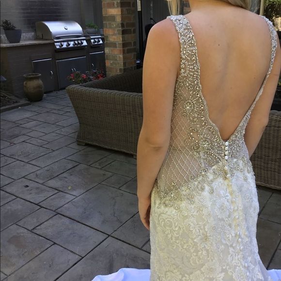 Dresses Nwt Yvonne Lafleur Bridal Wedding Dress With Lace Long Train