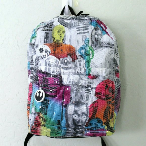 Disney Bags Disney Star Wars Rainbow Sequin R2d2 C3po 6 Backpack
