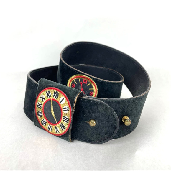 Vintage Accessories Vintage Clock Belt Black Velvet Time Roman