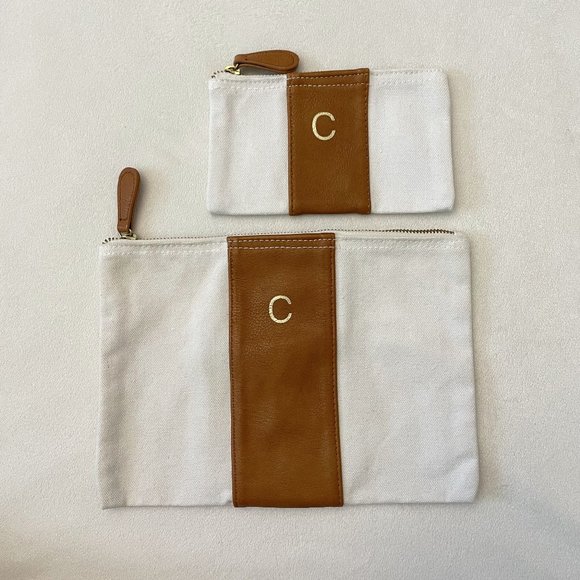 Bags Custom Canvas Pouch Set With Faux Letter Detail Poshmark