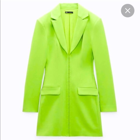 Zara Dresses Zara Lime Green Blazer Dress Size Medium Poshmark
