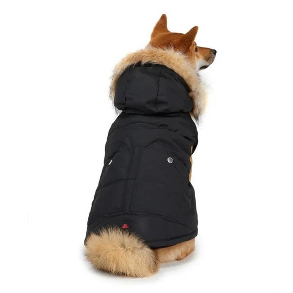 Pajar Dog Pajar Black Barnard Fur Hood Pet Dog Parka Puffer Jacket