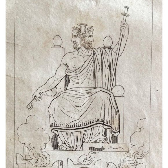 Art Janus Two Faced God Of Beginnings 1817 Engraving Tookes Pantheon
