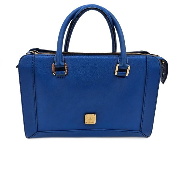 MCM Bags Authentic Mcm Blue Saffiano Leather Double Handle Shoulder