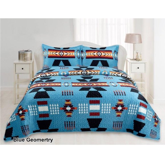 Bedding Geometric Print Bedding Set Queen King Size Quilted