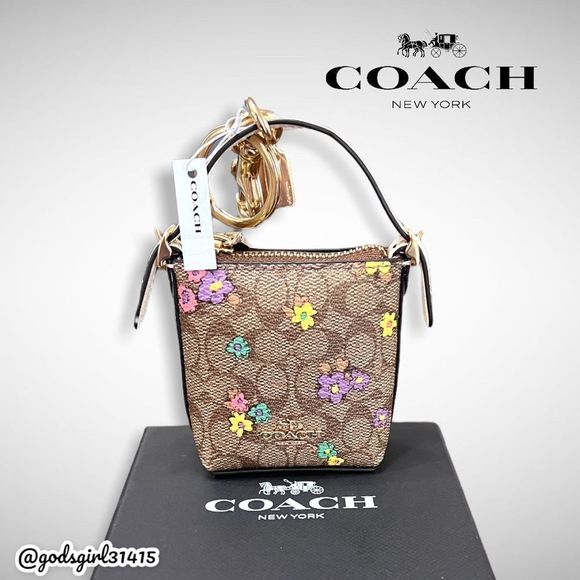 Coach Bags Final Price Nwt Coach Mini Val Duffle Bag Charm With Spaced Floral Print 28