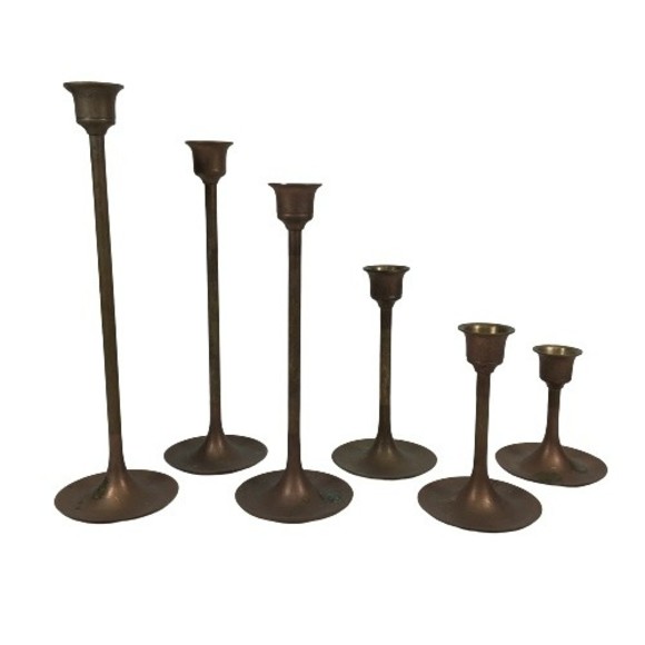 Enesco Accents Vintage Brass Taper Candle Holders Set Of 6