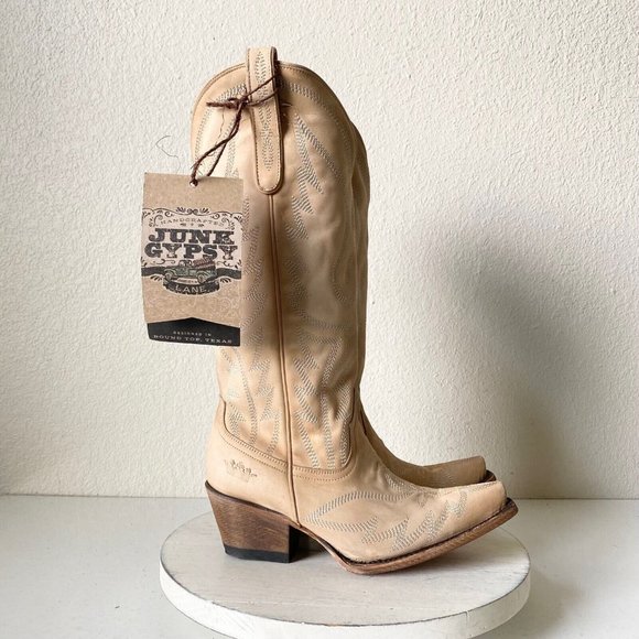Lane Shoes New Junk Gypsy Lane Nighthawk Boots Sz 75 Bone Cowboy