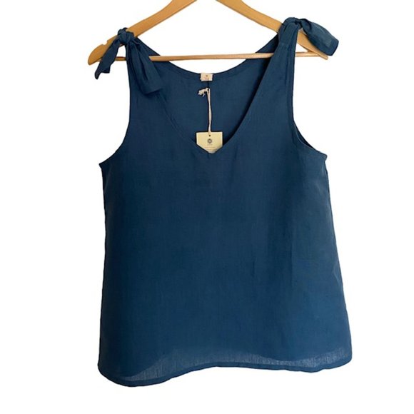 Mata Traders Tops Nwt Mata Traders Blue Linen Blend Tank Size