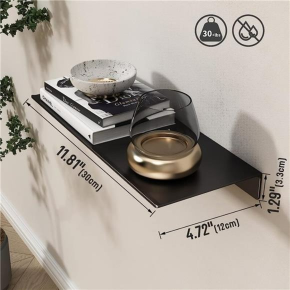 Wall Decor Metal Wall Shelf Black Floating Shelf Small Shelf 12